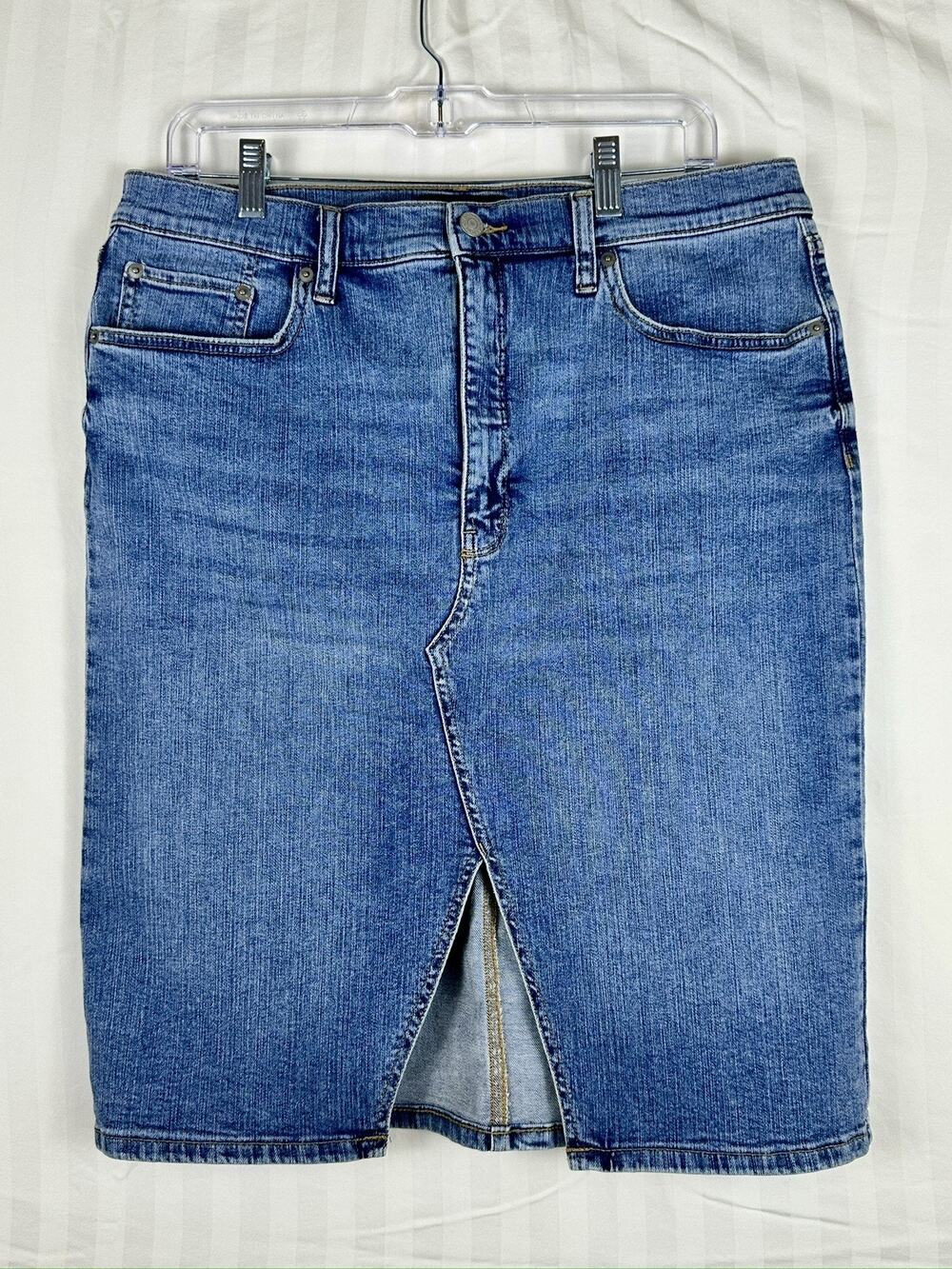NWT Banana Republic Factory Denim Pencil Skirt Size 14 Womens Medium Wash 812260